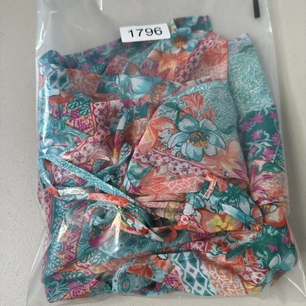 Swim Cover up‎ Paisley Floral Handkerchief Hem Large